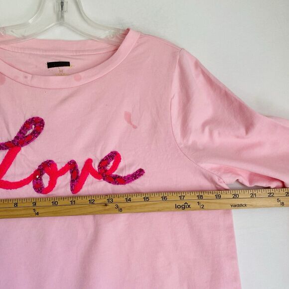 Lilly Pulitzer Rami Sweatshirt M Pink Love Embellished Cruise Resort Old Money - Picture 4 of 7